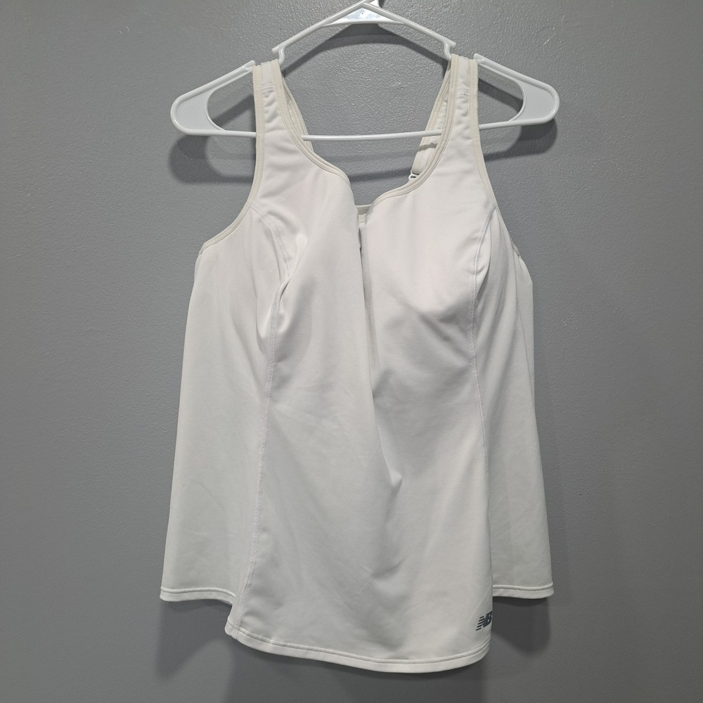 New Balance Lightning Dry White Athletic Tank Top Built In Bra Womens 42D - Picture 5 of 7